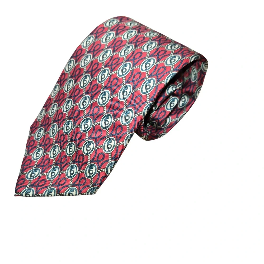 Bert Pulitzer Collectors‎ Edition Red Nautical Rope Silk Tie Made in USA